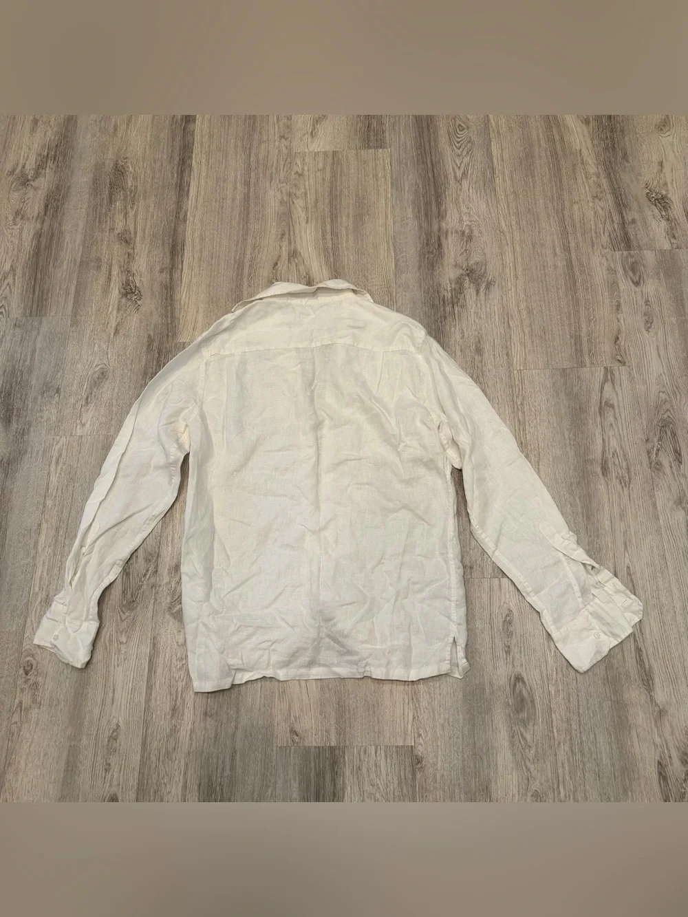 Island Importer 100% Linen White Button Up Shirt‎ Size Medium Coastal